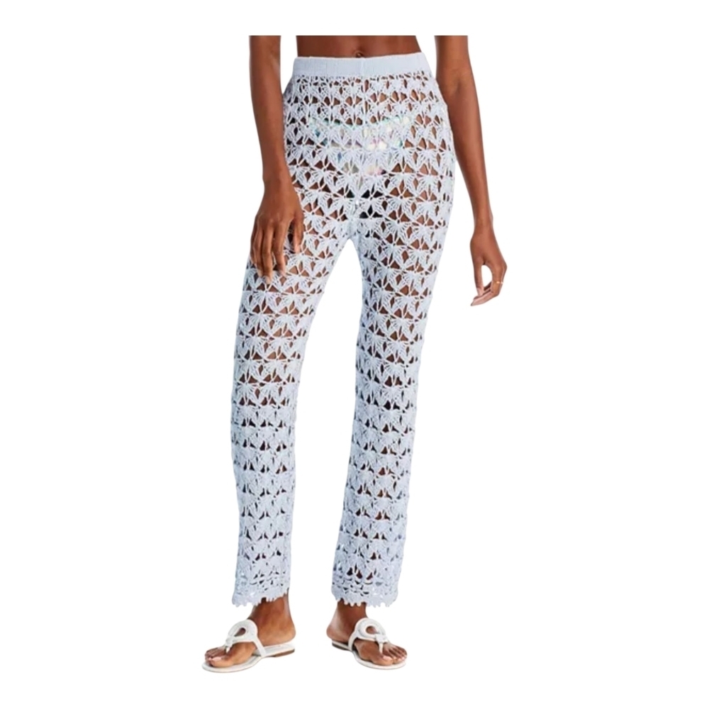 Capittana Light Blue Crochet Pants Cover Up, MEDIUM/LARGE